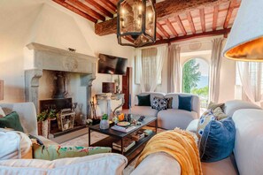 TV, fireplace, DVD player