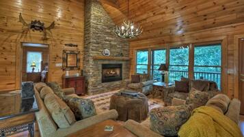 Televisión, chimenea, oficina