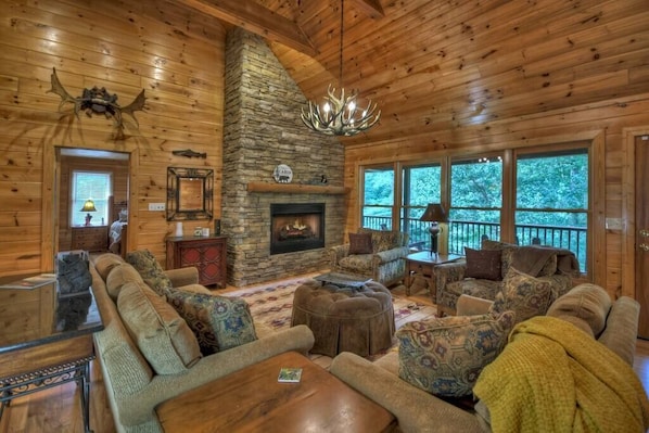 TV, fireplace, offices - Poplar Creek Cabin | Free Night Offer! (Blue Ridge)