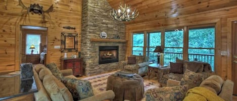 TV, fireplace, offices