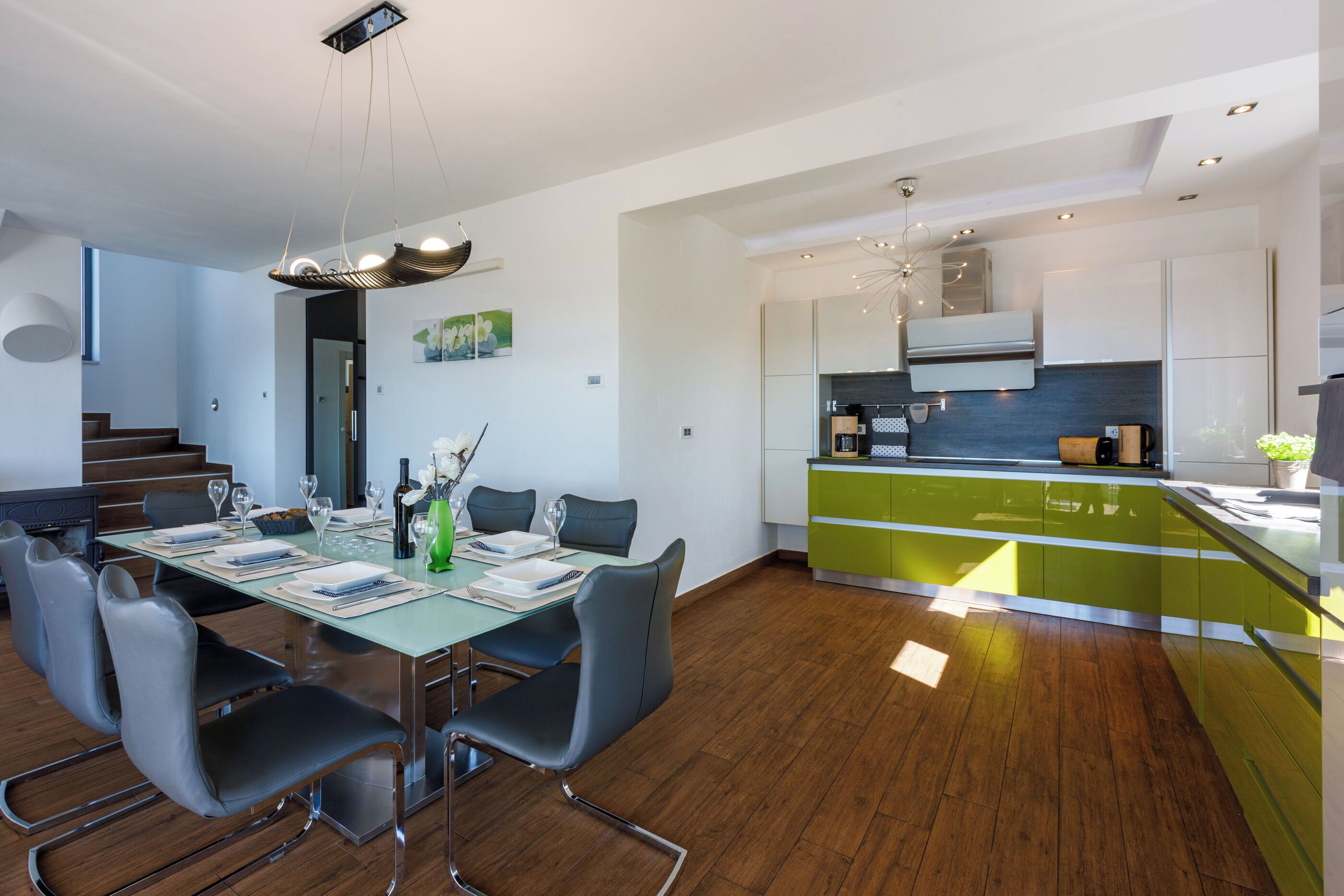 Villa | Private kitchen | Fridge, microwave, oven, stovetop