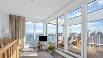 Televisión, chimenea y estéreo