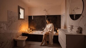 Suihku, ilmaiset hygieniatuotteet, hiustenkuivaaja, pyyhkeet