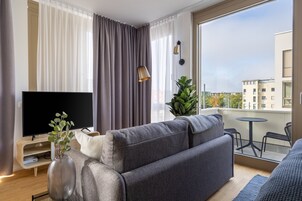 公寓, 1 张大床和 1 张沙发床 (limehome Potsdam | Suite L with sofa ) | 起居区