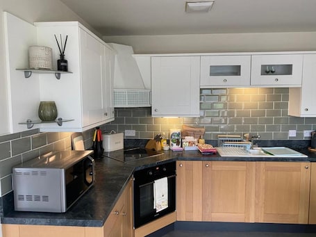 公寓, 1 张特大床 | 私人厨房 | 冰箱、微波炉、烤箱、炉灶