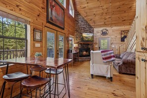 TV, fireplace, video games, DVD player