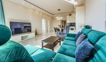 全景公寓, 2 間臥室, 海景 (1) | 高級寢具、獨特設計、獨特裝修、遮光窗簾/窗簾