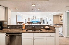 Fridge, microwave, oven, stovetop - Destin Gulfgate 0103, Beachfront Condo in Heart of Destin! (Destin)