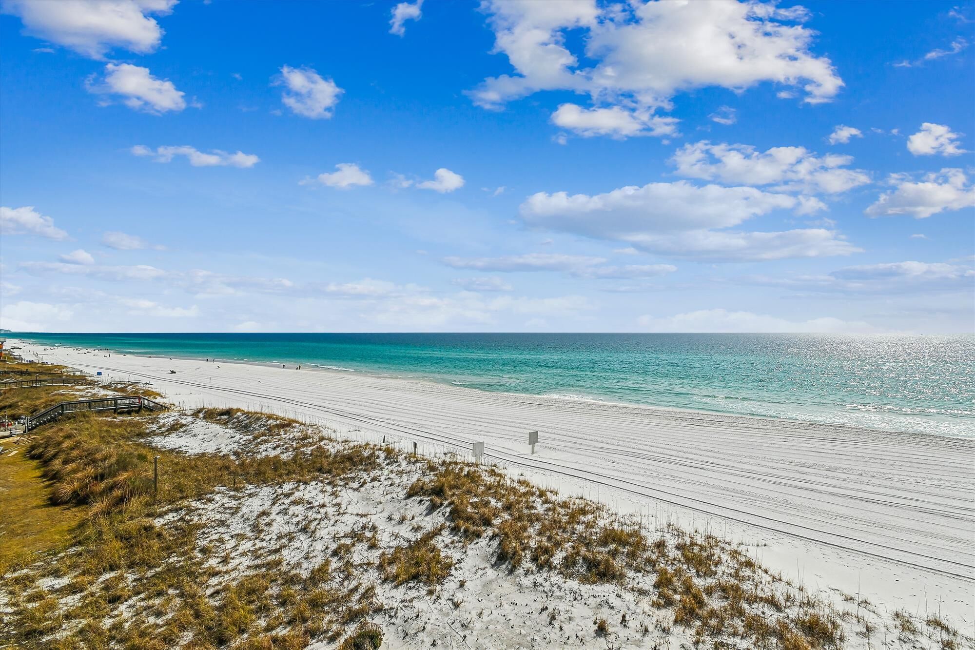 On the beach, sun-loungers