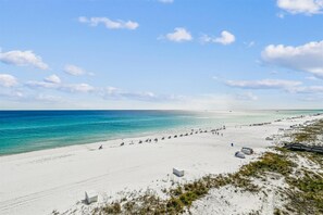 Plage, chaises longues
