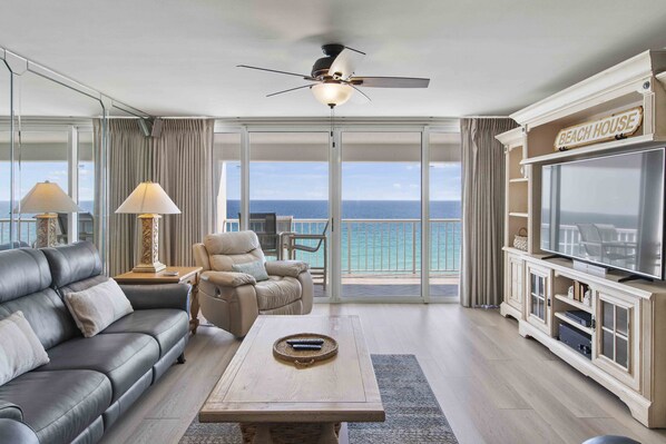 Flat-screen TV, DVD player