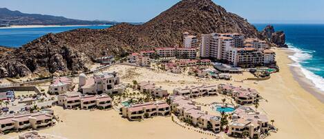 On the beach, sun loungers, beach towels