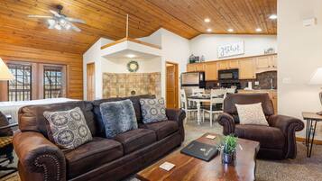 Smart TV, fireplace, DVD player