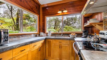 Frigorífico, microondas, horno y placa de cocina