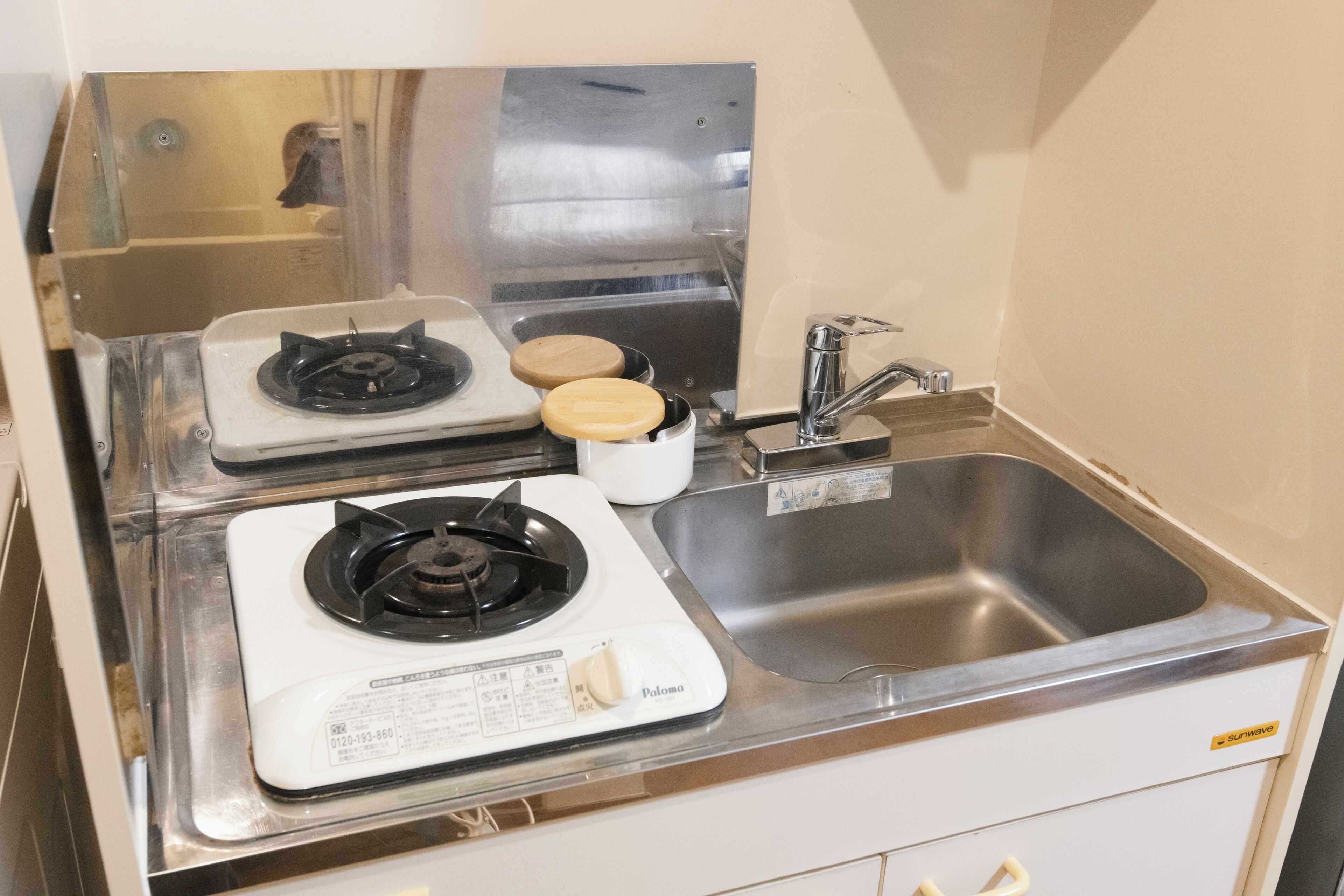 Fridge, electric kettle