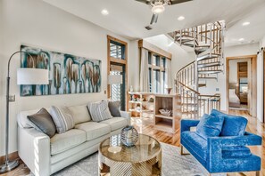 Smart TV, table football, stereo