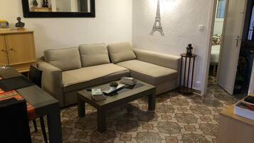 Een smart-tv, een tafeltennistafel en boeken