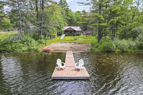 Quiet lake front home with private beach