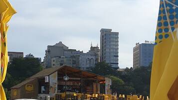 Beach nearby, white sand, 2 beach bars