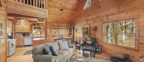 TV, fireplace, DVD player, ping pong