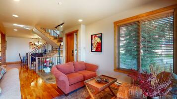 Télévision, cheminée, baby-foot, table de tennis de table