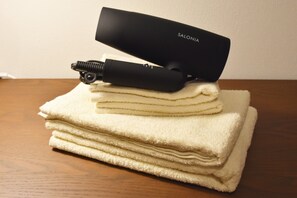 Hair dryer, towels