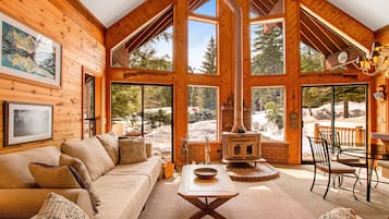 Fireplace, foosball, video library, stereo