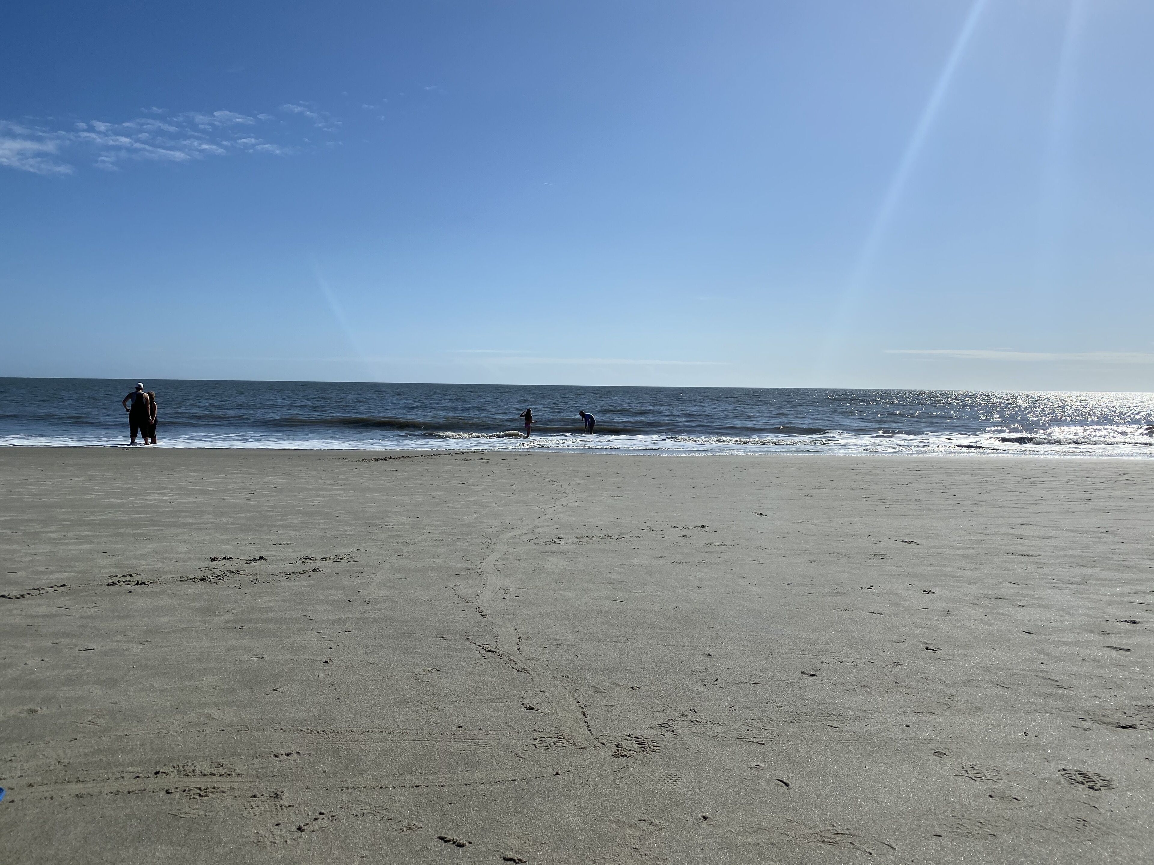 On the beach, sun loungers
