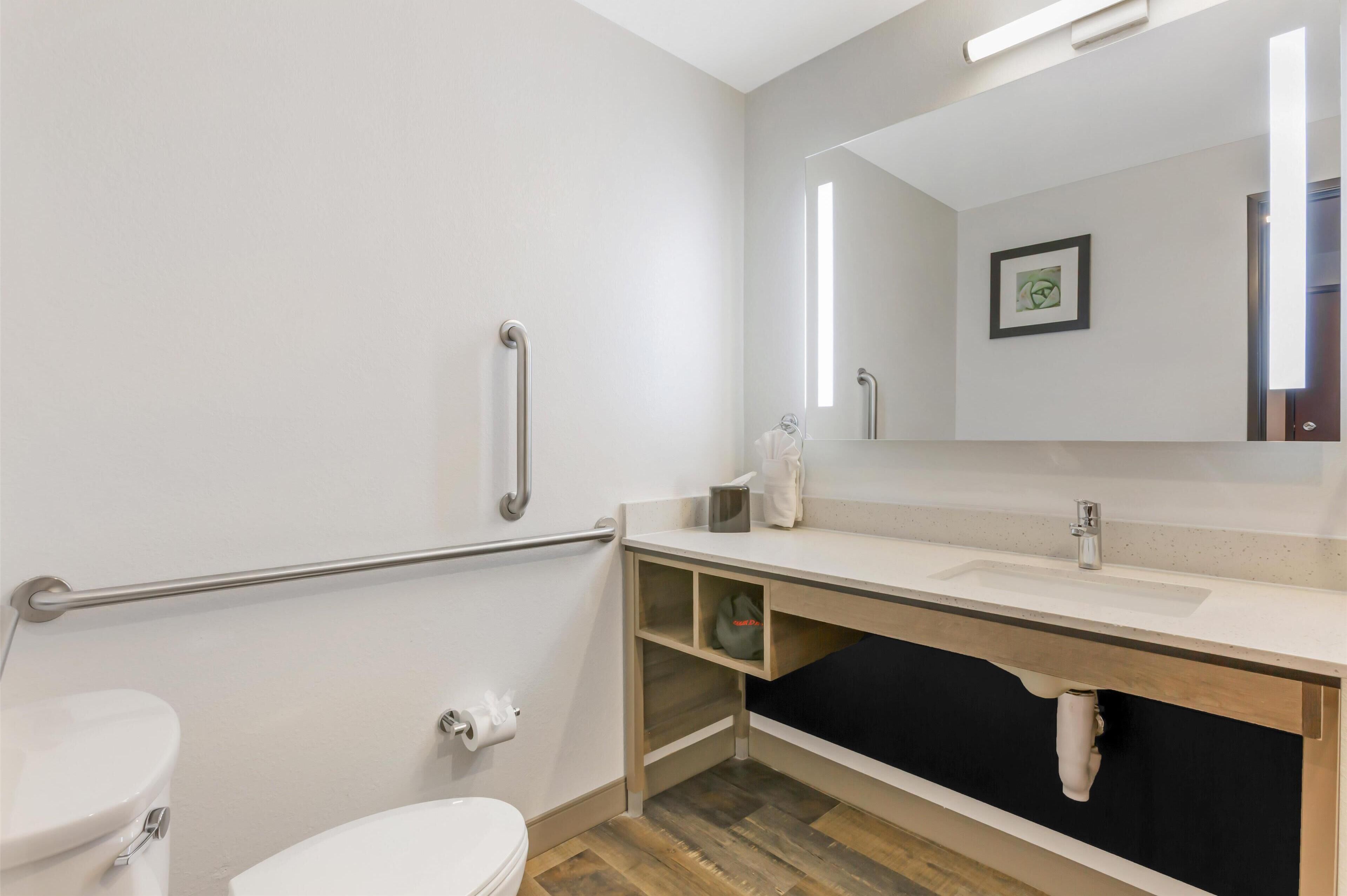 suite, 2 queen beds, accessible, refrigerator & microwave | bathroom | free toiletries, hair dryer, towels