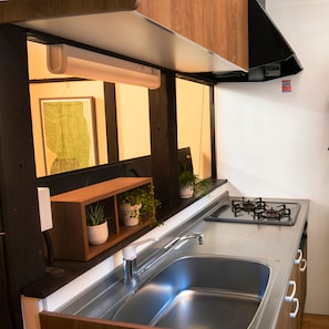 Fridge, microwave, electric kettle, rice cooker
