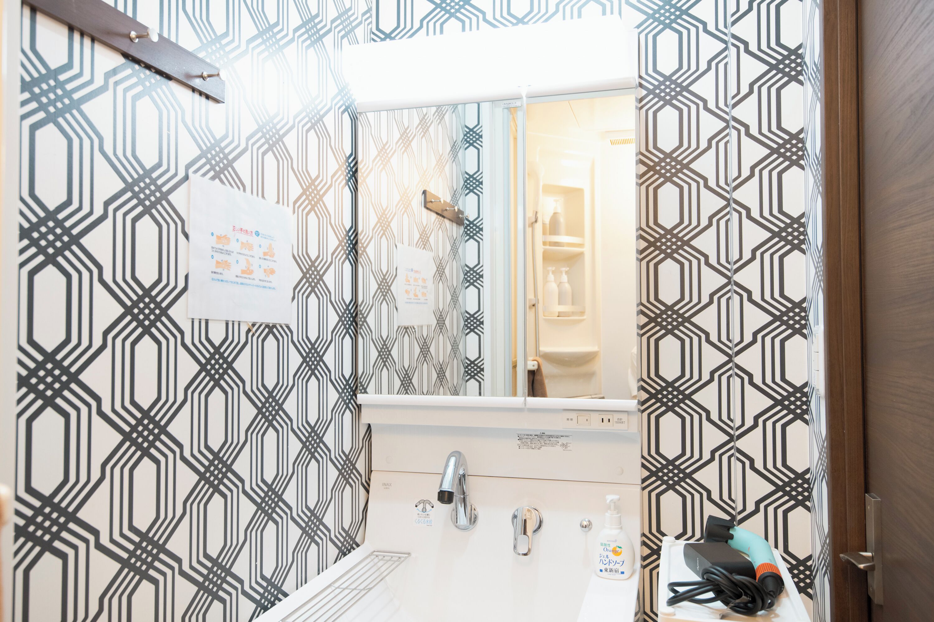 Shower, hair dryer, electronic bidet, towels