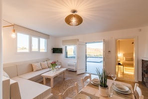 Villa, 2 Bedrooms, Hot Tub | Living area | Flat-screen TV - Klimata House - Private Hot Tub Pool & BBQ Villa (Santorini)