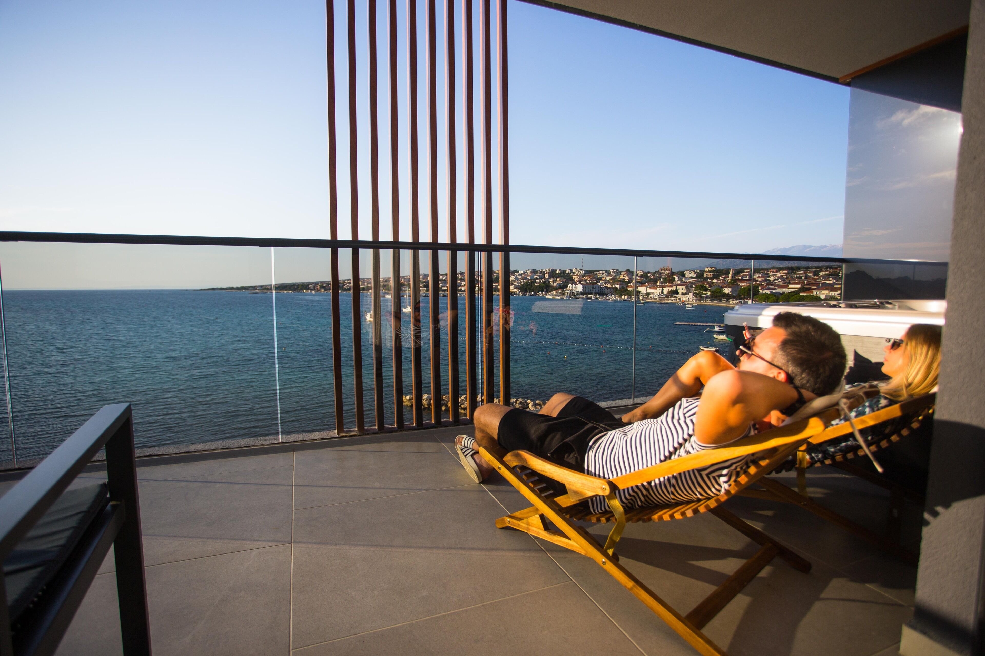 presidential suite, hot tub, sea view | balcony view
