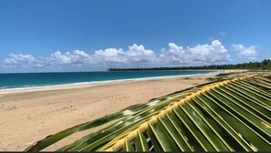 A beach with a clear sky and a distant tree line. - Beautiful 2 bedroom unit, free wifi, pool 3 minutes walk from beach  (Punta Cana)