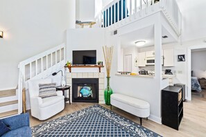 TV, fireplace, DVD player