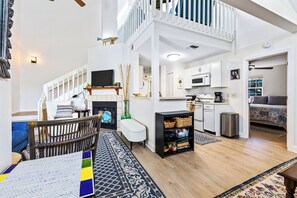 TV, fireplace, DVD player