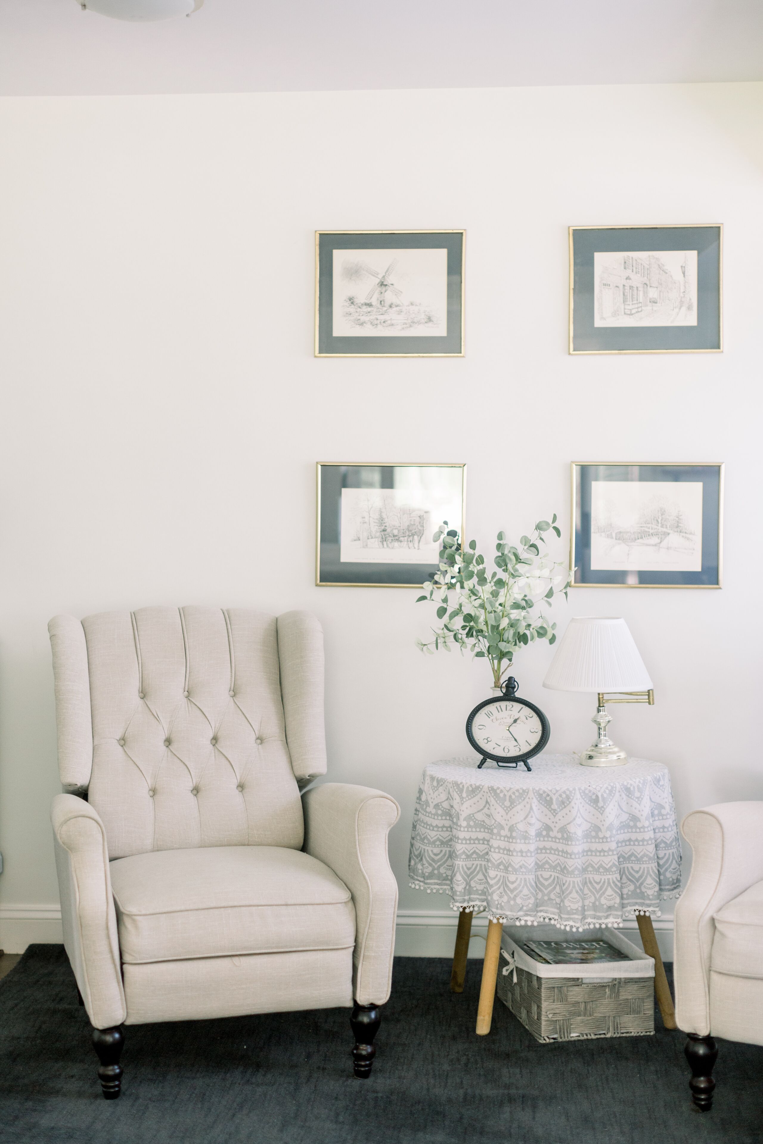 Private suite with kitchenette, bedroom, bathroom and patio.