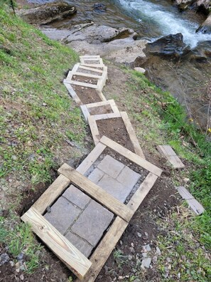 Property grounds - Hidden Cabin on Old Field Creek Quaint cottage near Boone with creek frontage (Fleetwood)