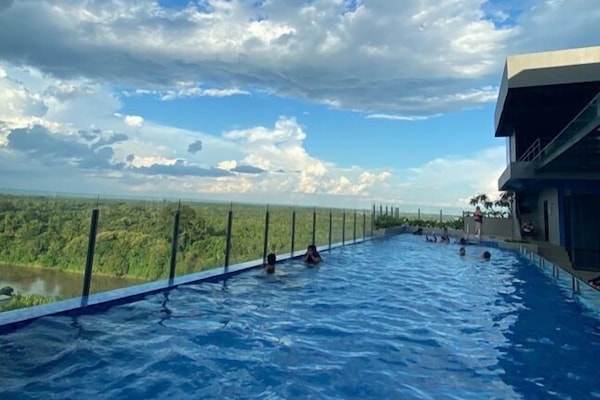 Outdoor pool, lifeguards on site