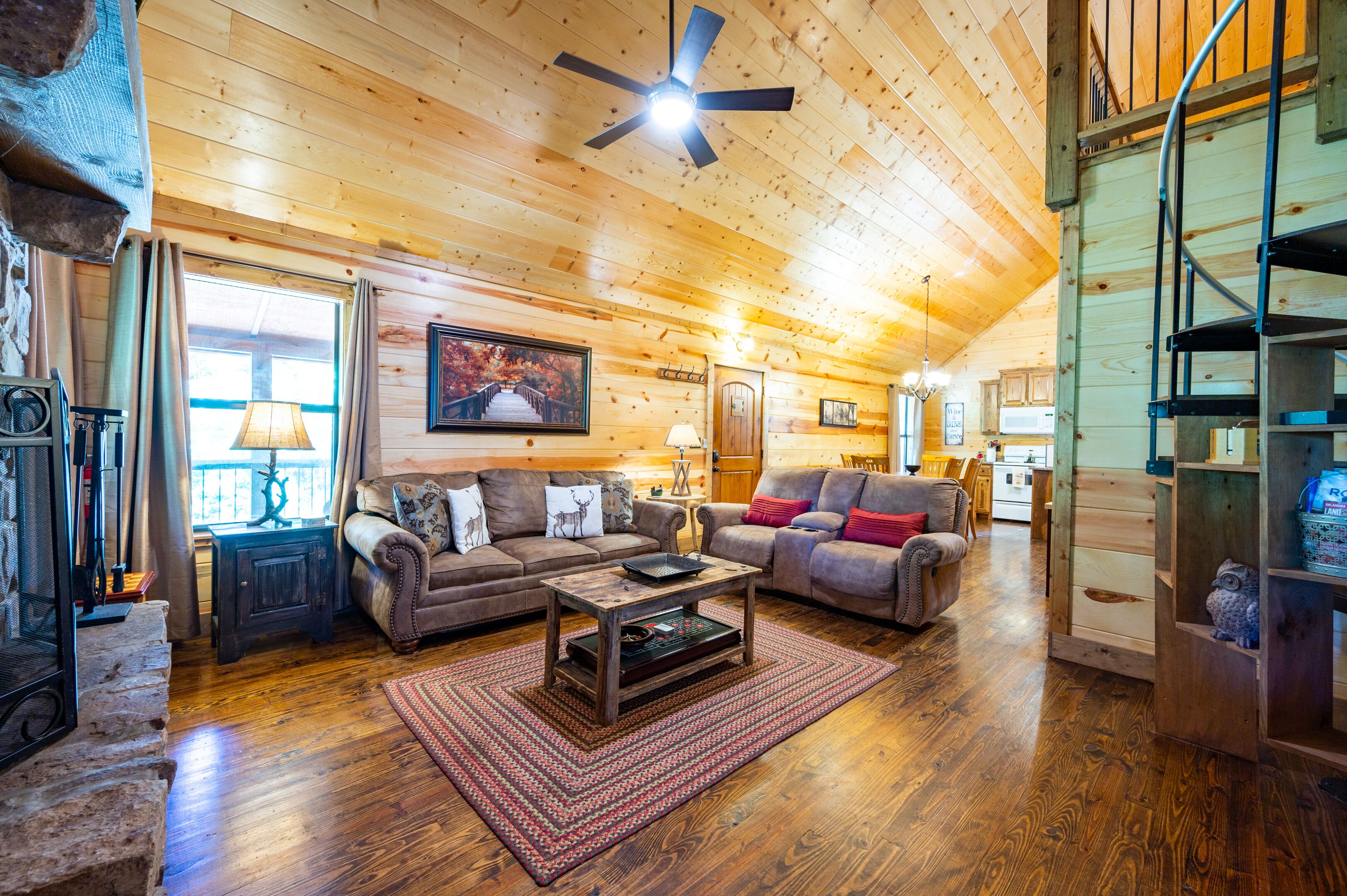 Smart TV, chimenea, reproductor de DVD y videoteca 