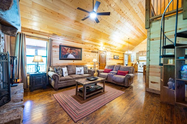 Smart TV, fireplace, DVD player, video library