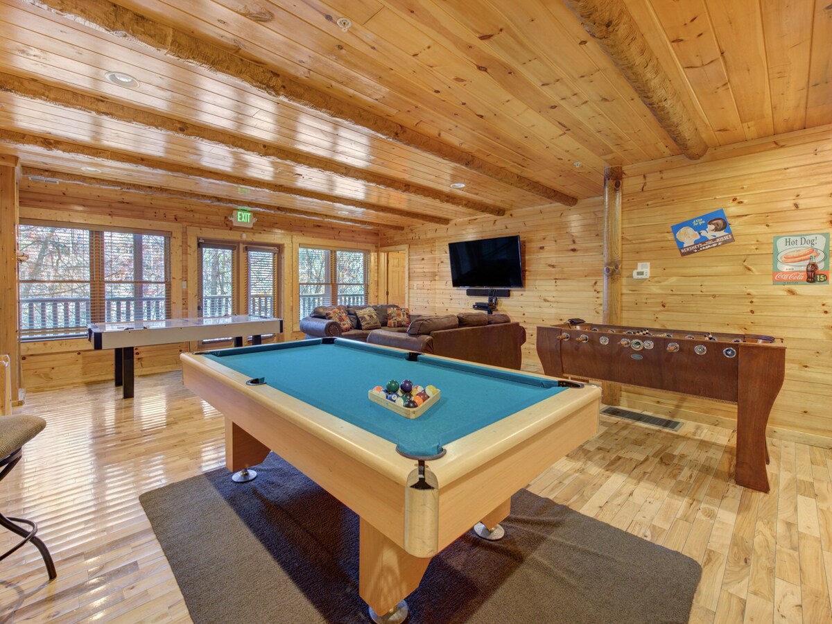 Photo 49 of Family Ties Lodge | Group Cabin w. Decks, 2 Hot Tubs, Game Room +More
