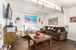 Smart TV, DVD player, books, video library