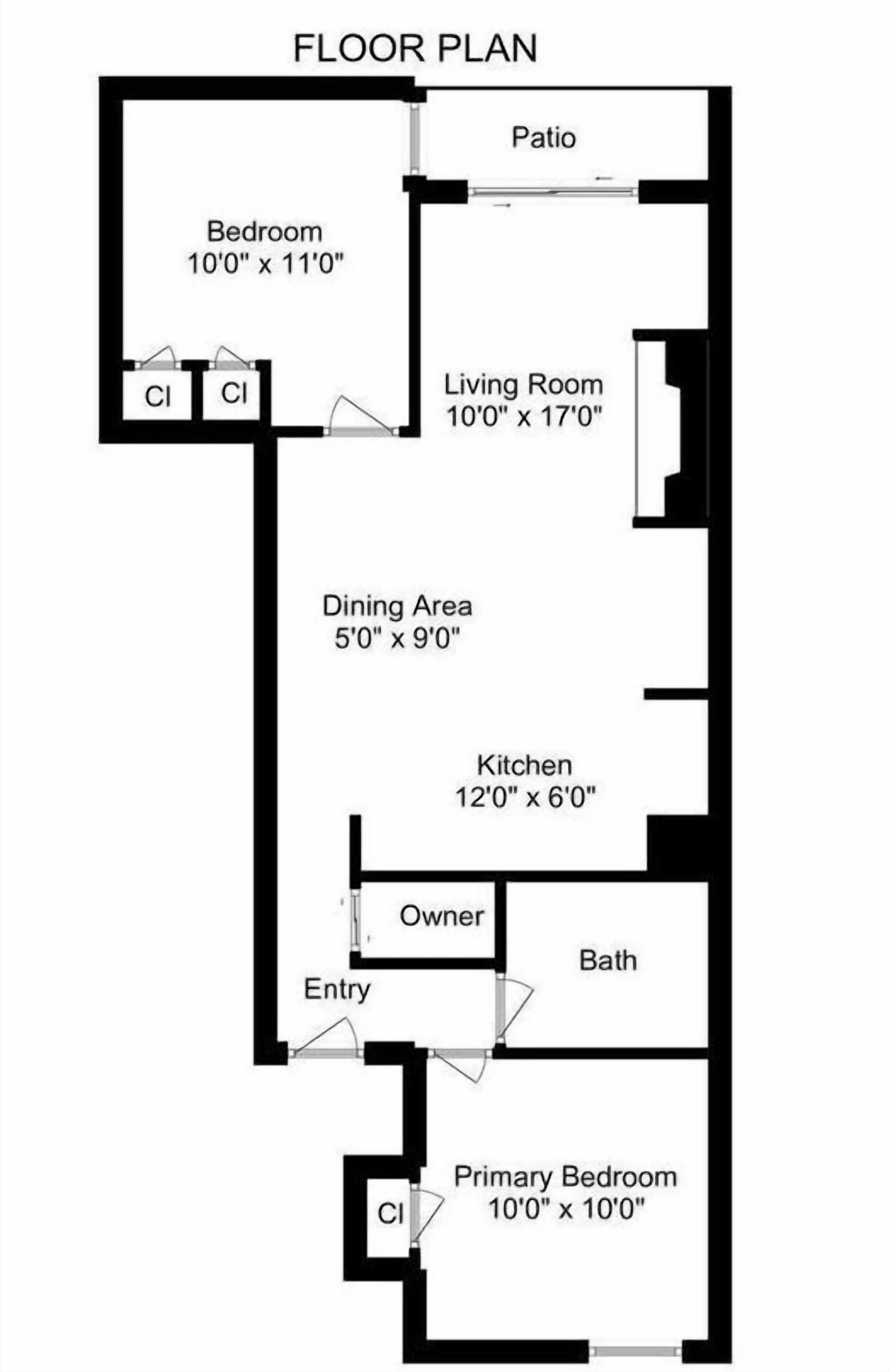 Un plan d’étage comprenant une chambre, un salon, un coin repas, une cuisine, une salle de bain, un hall d’entrée et une terrasse.