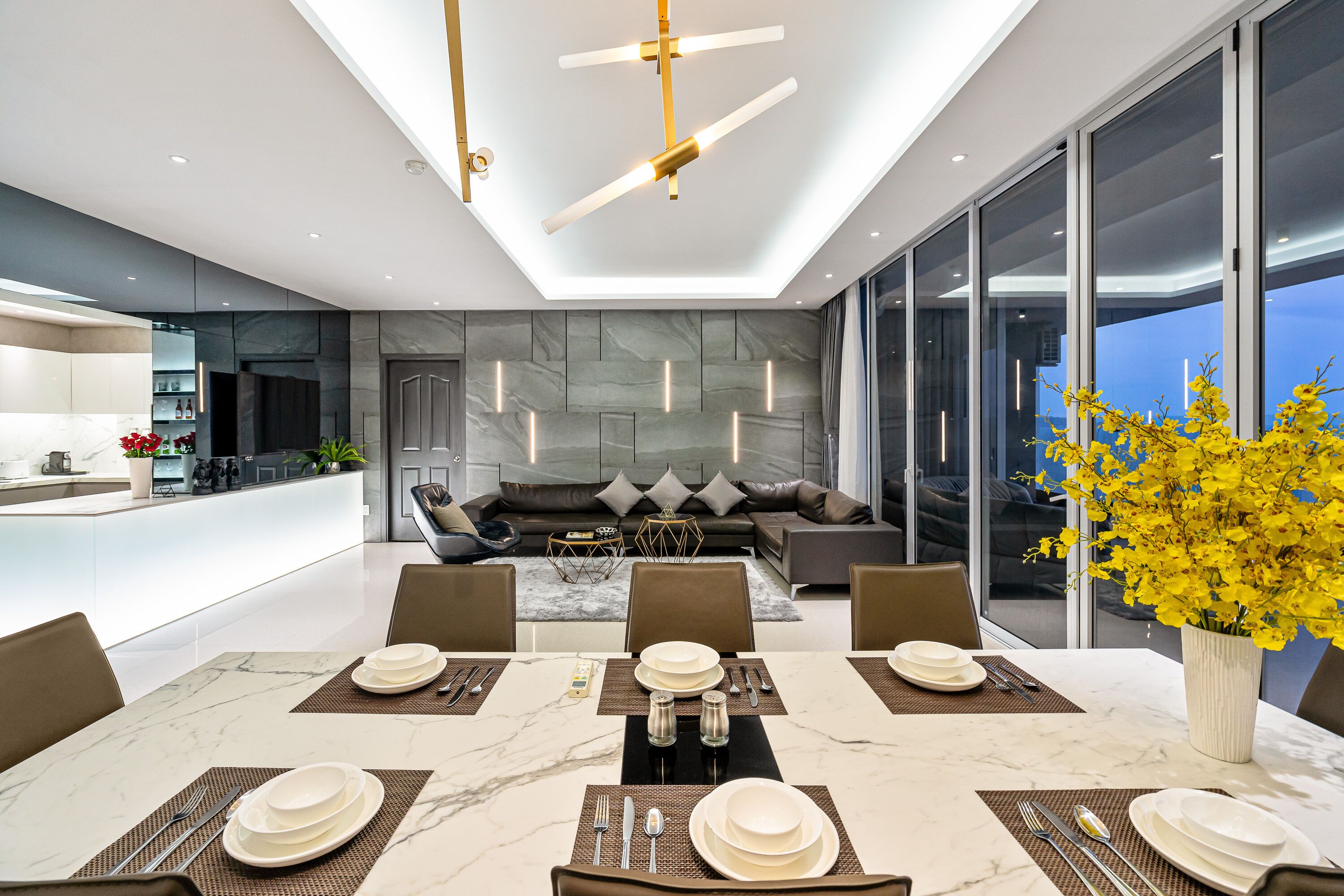 Presidential Penthouse, 4 Bedrooms, Sea View | Living area | Flat-screen TV