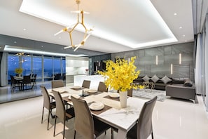 Presidential Penthouse, 4 Bedrooms, Sea View | Living area | Flat-screen TV