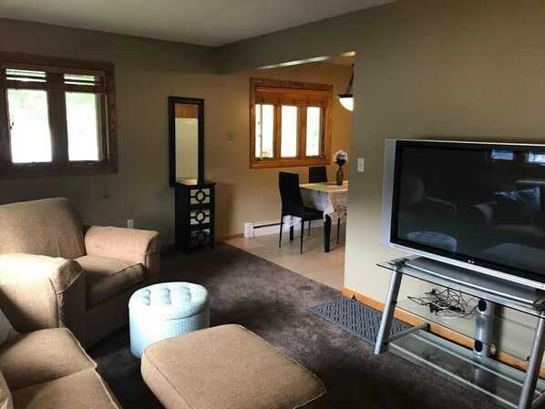 شق ة (Updated and cozy 2-Bedroom in Rochest) | غرفة المعيشة | تلفزيون