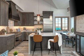 Fridge, microwave, oven, stovetop - Abode at King's Crown, ski-in/ski-out, private hot tub, on private trail (Park City)