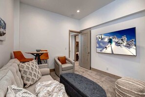 TV, fireplace, offices - Abode at King's Crown, ski-in/ski-out, private hot tub, on private trail (Park City)