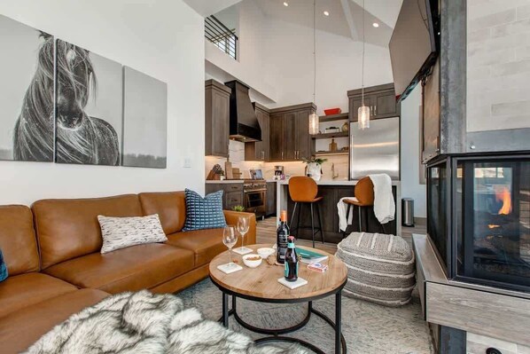 TV, fireplace, offices